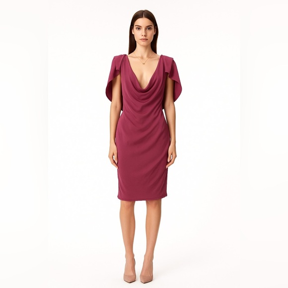 Vivienne Westwood Virginia Mini Dress Size 8 Magenta Raw Silk Cape Sleeve Chic - Picture 1 of 13